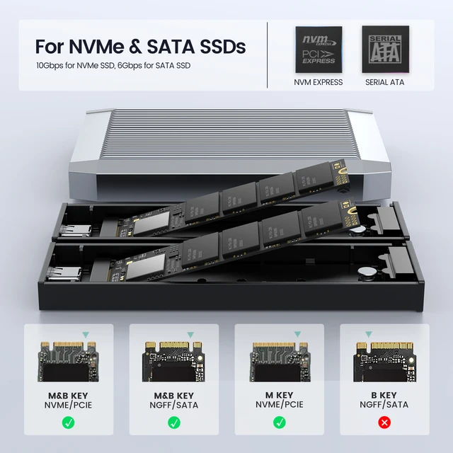 M.2 NVME SATA SSD Enclosure Caddy USB 3.2 Tipo C M2 PCIe - Foto 6