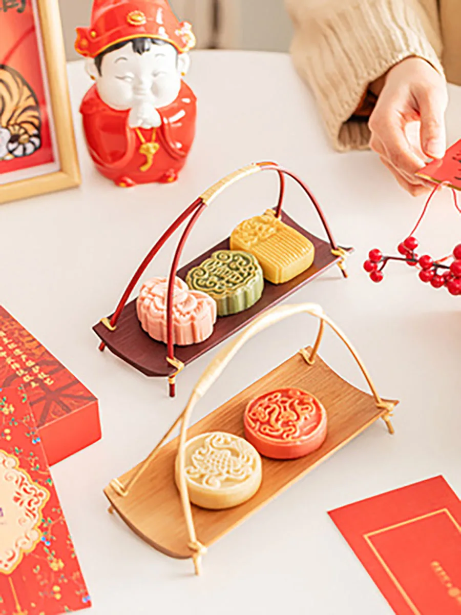 Bamboo and Wooden Serving Dish, Chinese Wedding Plates for Decoration, Buffet Fruit Plate, Party, Kitchen