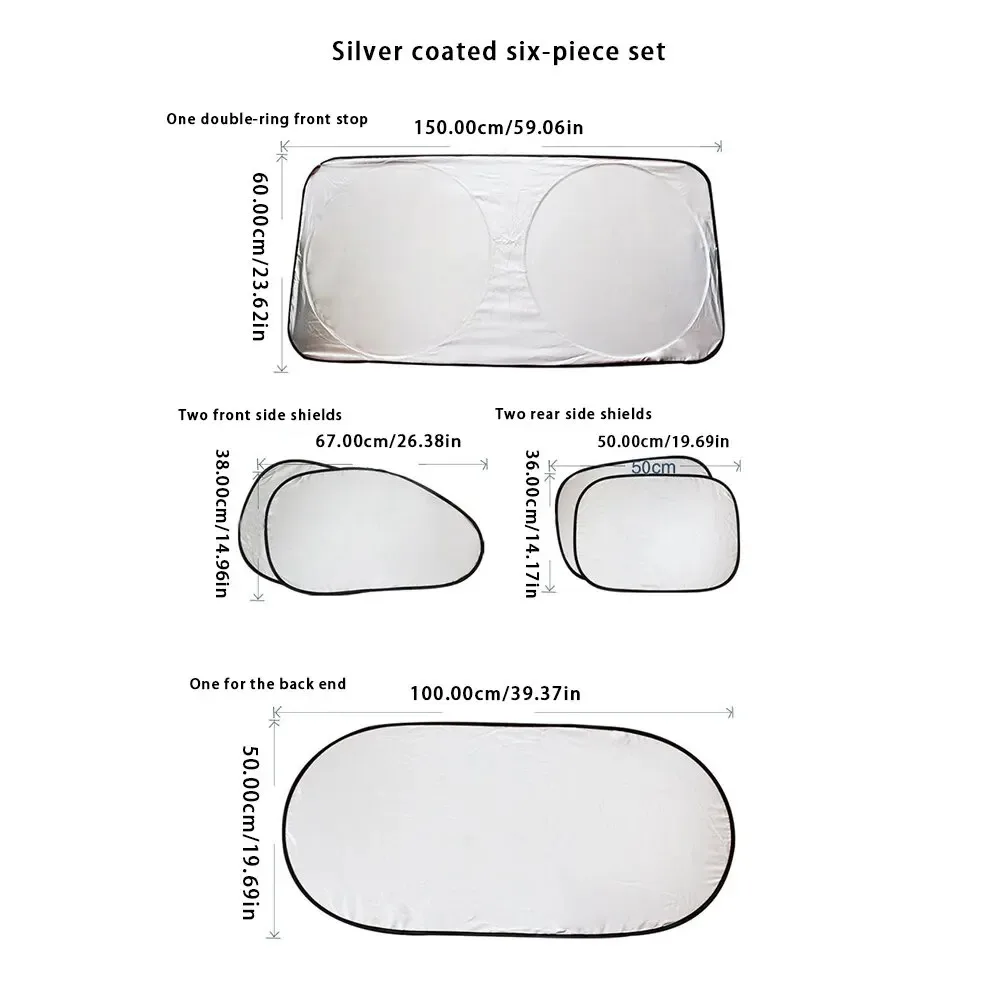 Windshield Sunshades 6PCS Car Front Rear Insulated Prevent Snow Ice UV Rays