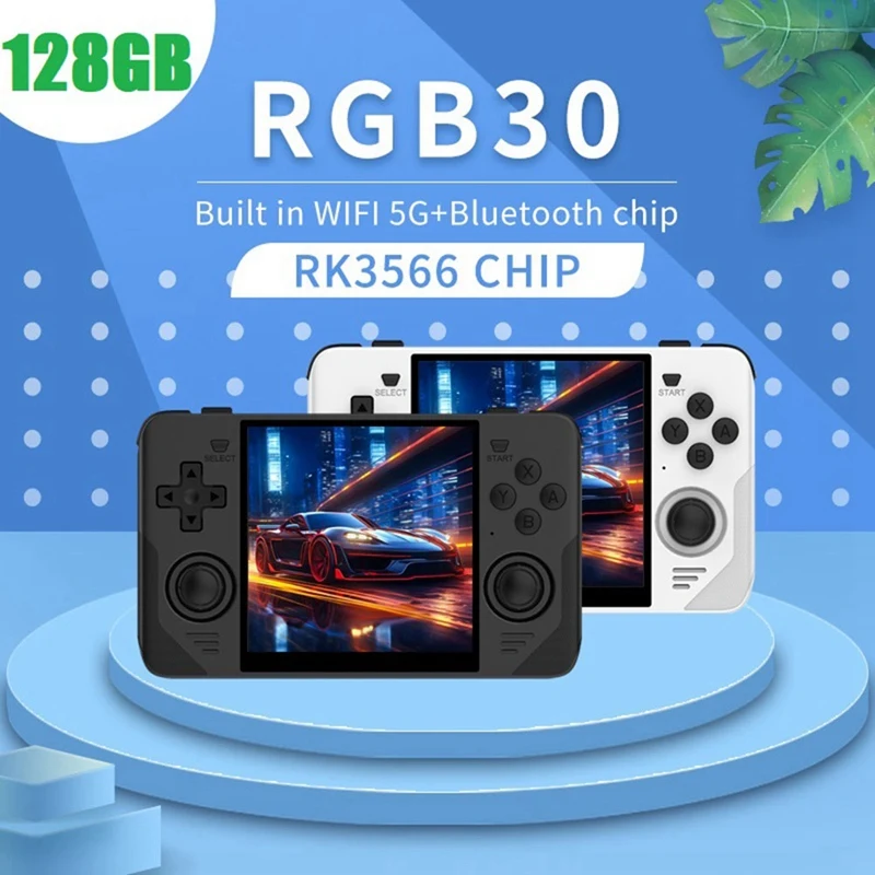 

RGB30 Retro Game Console 16G+128G 4.0 Inch 720X720 Quad-Core CPU 5Ghz Wifi+Bluetooth 4100Mah Handheld Game Controller Durable