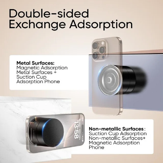 Car Foldable Magnetic Phone Holder Retractable Reusable Suction Support MultiSurface Support for Mirror/Vehicle Car Mount Stand 4