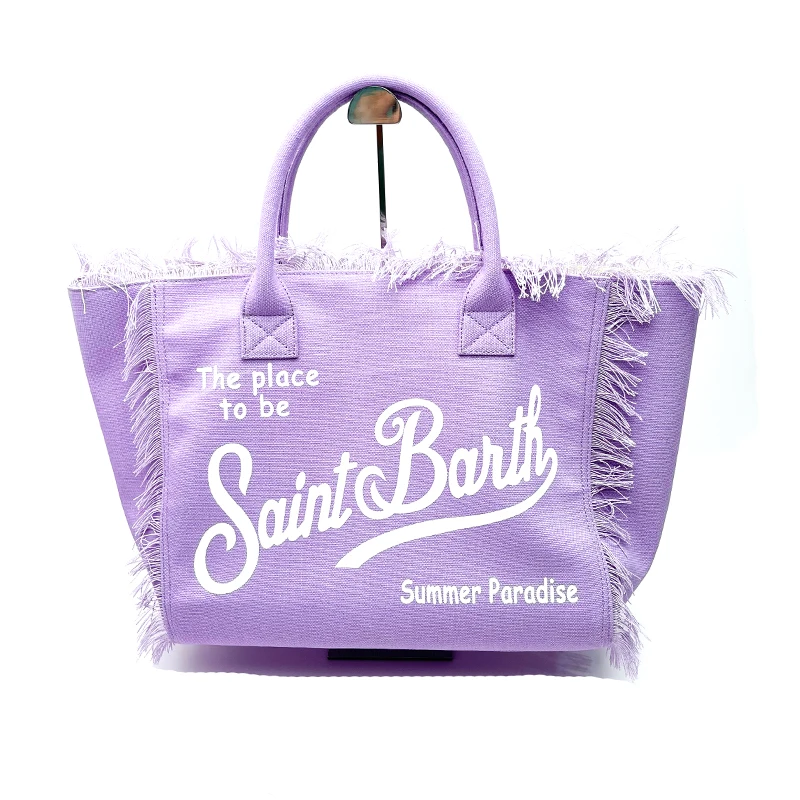 

Saint Barth 2024 European and American Travel Large Capacity Women's Bag New Handmade Tassel Handbag Fashion Printed Canvas Bag