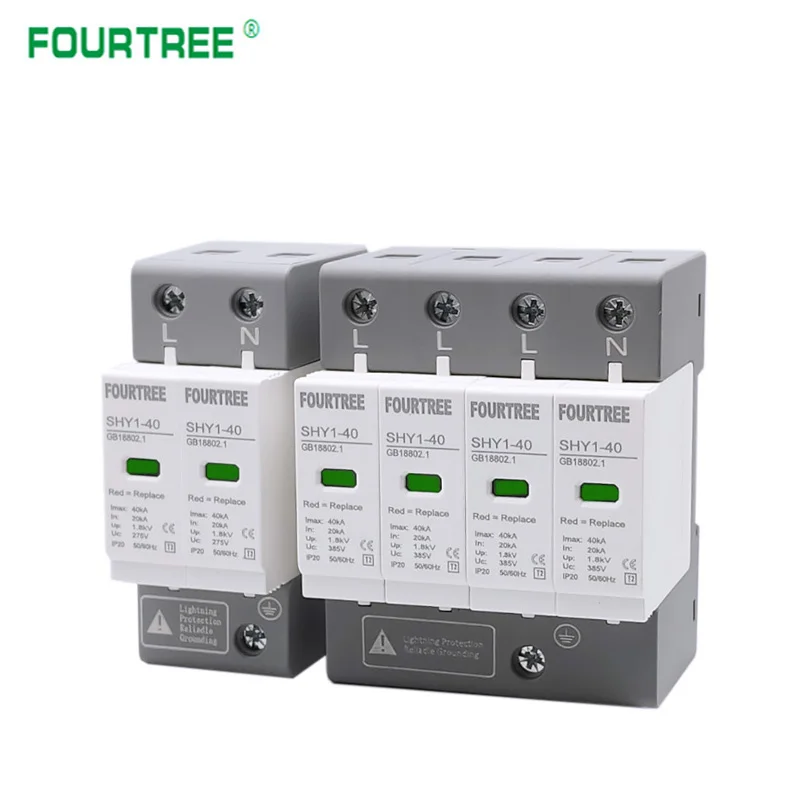 AC SPD 서지 보호 2P 4P 1020KA 2040KA 30KA60KA 주택 번개 보호 장치 저전압 피뢰기 장치 레이저 인쇄