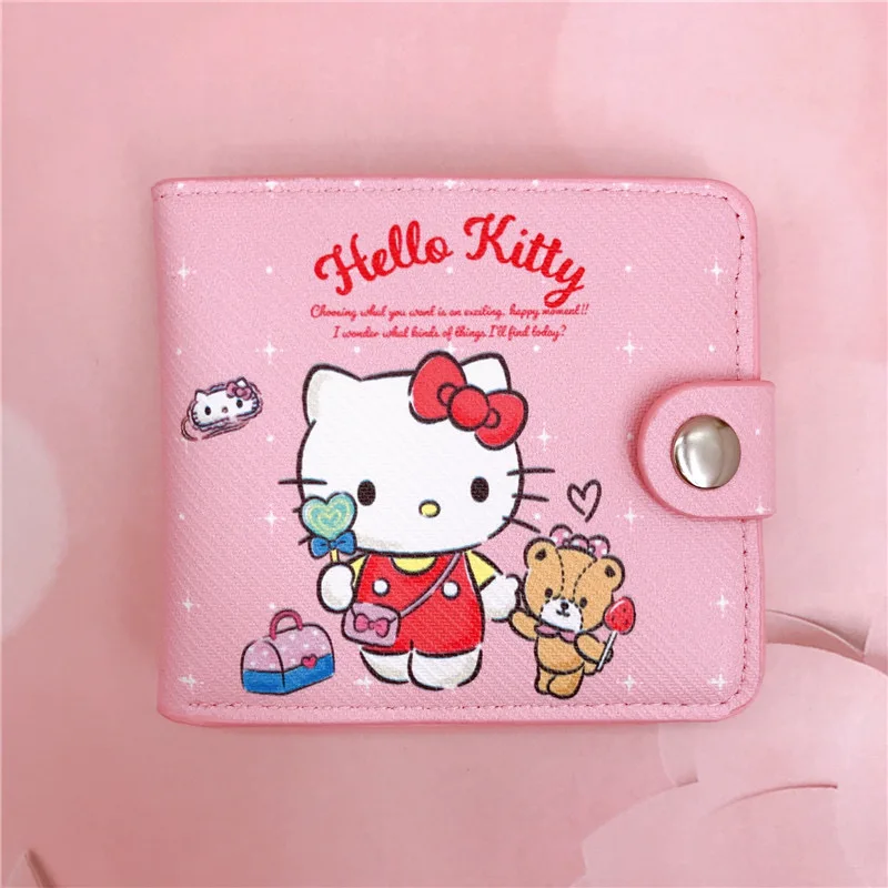 Portfelik na monety ze skóry PU Sanrio Hello Kitty Cinnamoroll My Melody Kuromi z 2026 roku, casualowa torebka na pieniądze z guzikami, etui na karty.