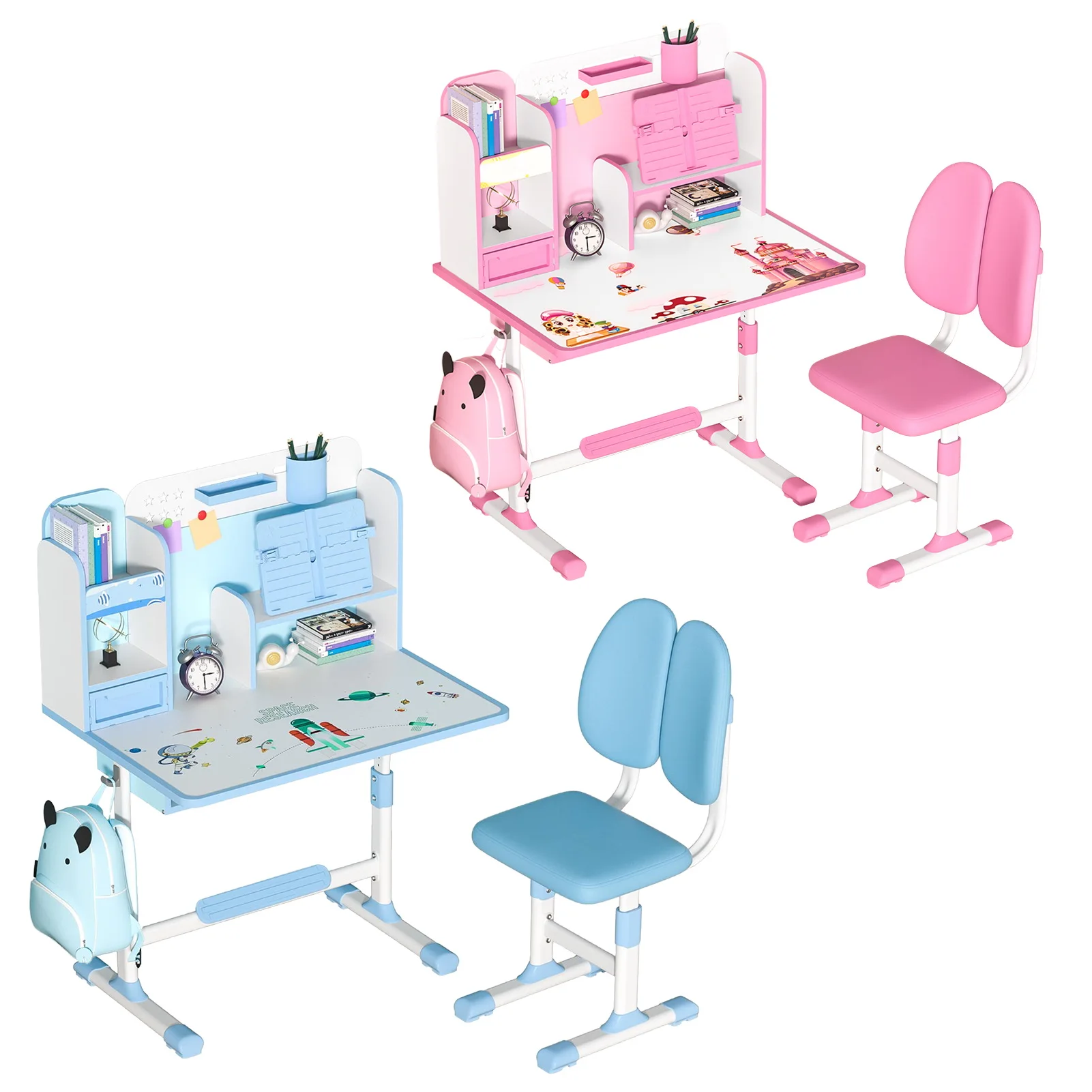 Children's study desk, elementary school students' writing homework desk, household simple children's desk chair, adjustable 6