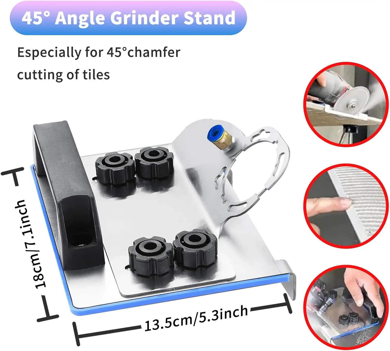 thumbnail interactive-video image 1 of 6PCS Angle Grinder Stand Stainless Steel Tile Chamfering Cutting Holder 45 Degree Tile Chamfering Tool For 100 Type Angle Grinder 1 of 11