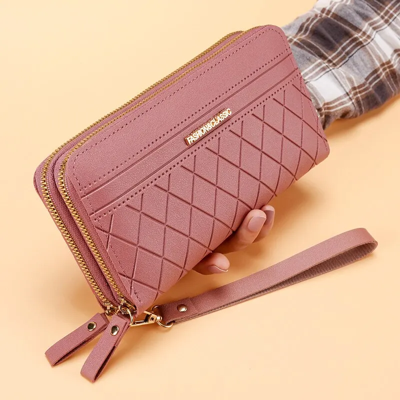 Long Women Wallet Purses Tassel Coin Holder Large Capacity Double Zipper Pu Leather Card Multilayer Storage Moneyclip Clutch Bag