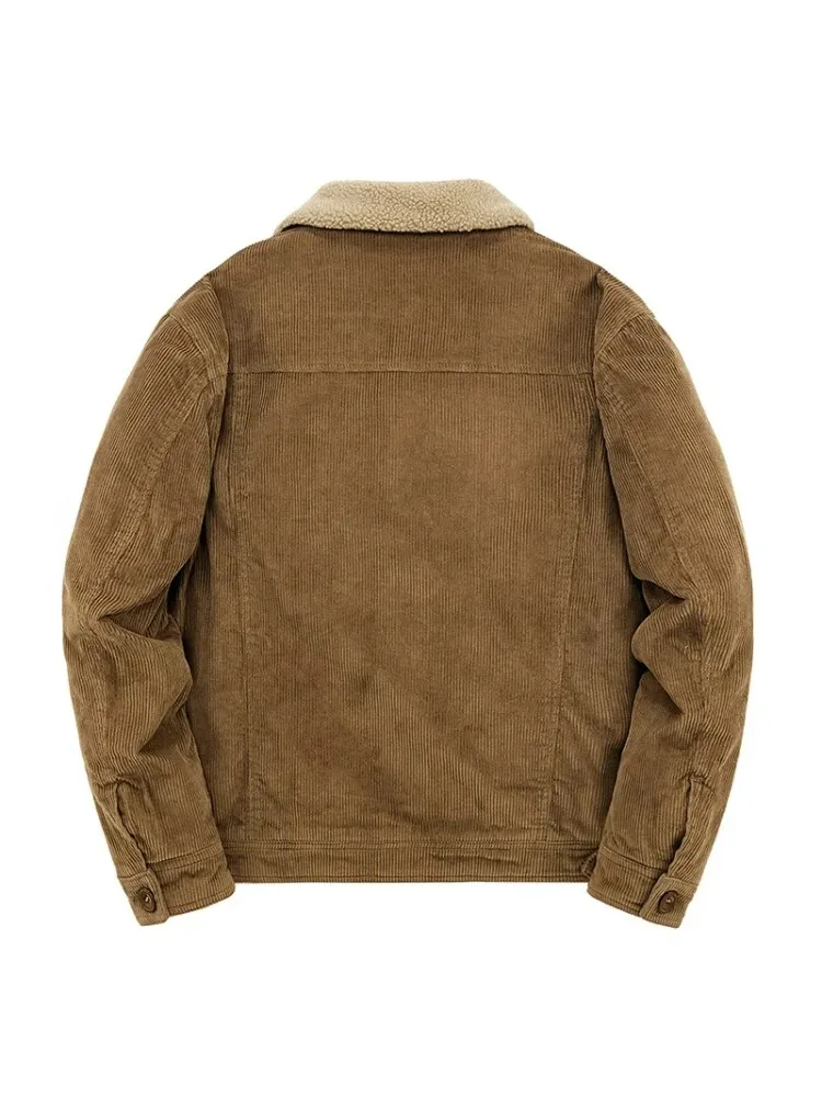 Mens Padded Corduroy Parka Jacket - Warm Windbreaker with Fur Collar
