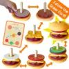 Wooden Burger Sandwich Stacking Toys For Toddler Kids Preschool Learning Educational Toys Pretend Play Food Kitchen Toys Gift 2