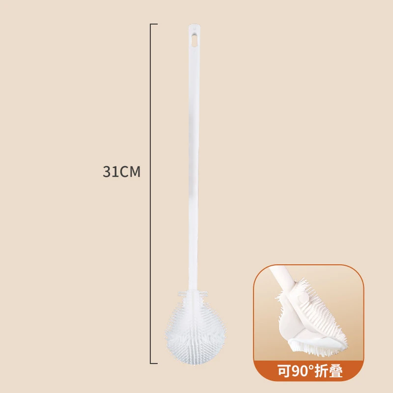 Silicone Long-Handled Folding Cup and Bottle Cleaning Brush - White