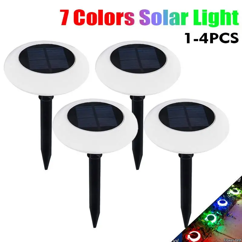 1-4PCS LED Solar Lights Bright RGB Color Changing Outdoor Wireless Waterproof Garden Lamp Powered Landscape Path Lights for Yard