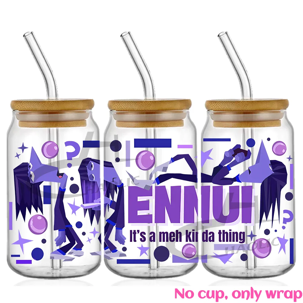 thumbnail image 1 of Vasos de cerveza de vidrio de 16 oz con efecto DTF y transferencia de calor por UV de Inside Out Emotions, impermeables, alegría, ira, tristeza, aburrimiento, envidia y ansiedad, 1 of 5