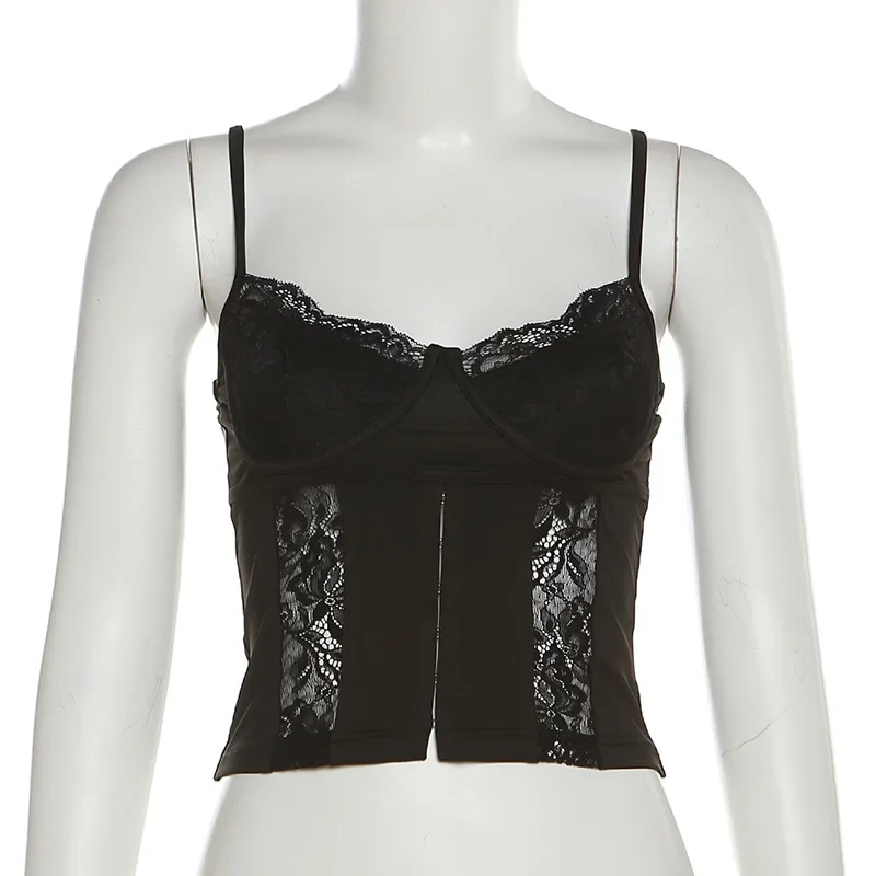 Nibber 2024 Summer New Solid All-match Personalized Trendy Tight Sexy Midnight Hot Lace Cool Open Confident Women's Camisole