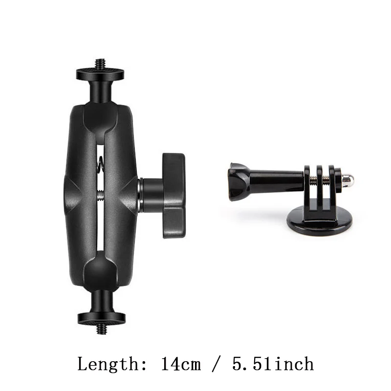 Aluminium Doppelsockel Arm für 1 Zoll Kugelkopf Halter Halterung Klemme für Fahrrad Motorrad Kamera Verlängerung Für GoPro Insta360 – Detail 5