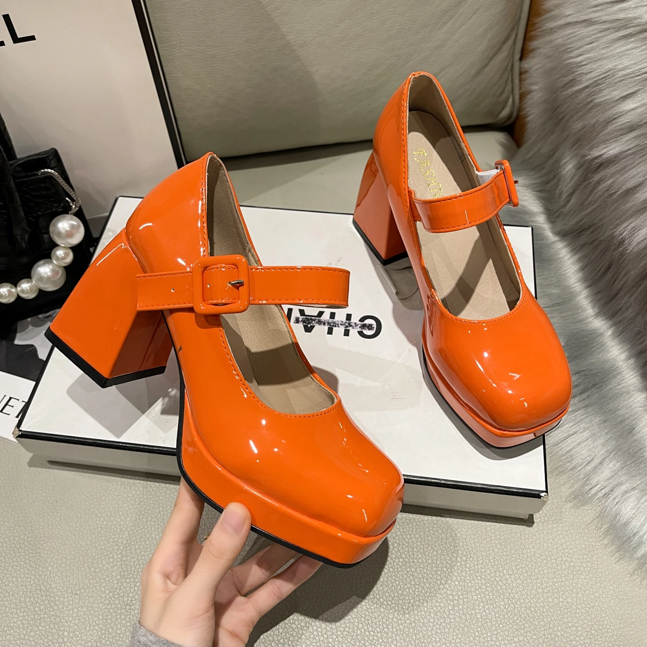 2023 New Spring Summer Trendy Black And Apricot Elegant Women's High Heels