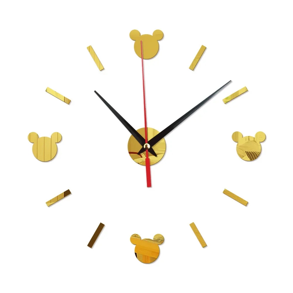 wall clock wall clock sticker Reloj De Pared Mirror Living Room Wall Clock 3D Mute Cartoon DIY Mickey Acrylic Wall Sticker Clocks Decoration Dining Decor