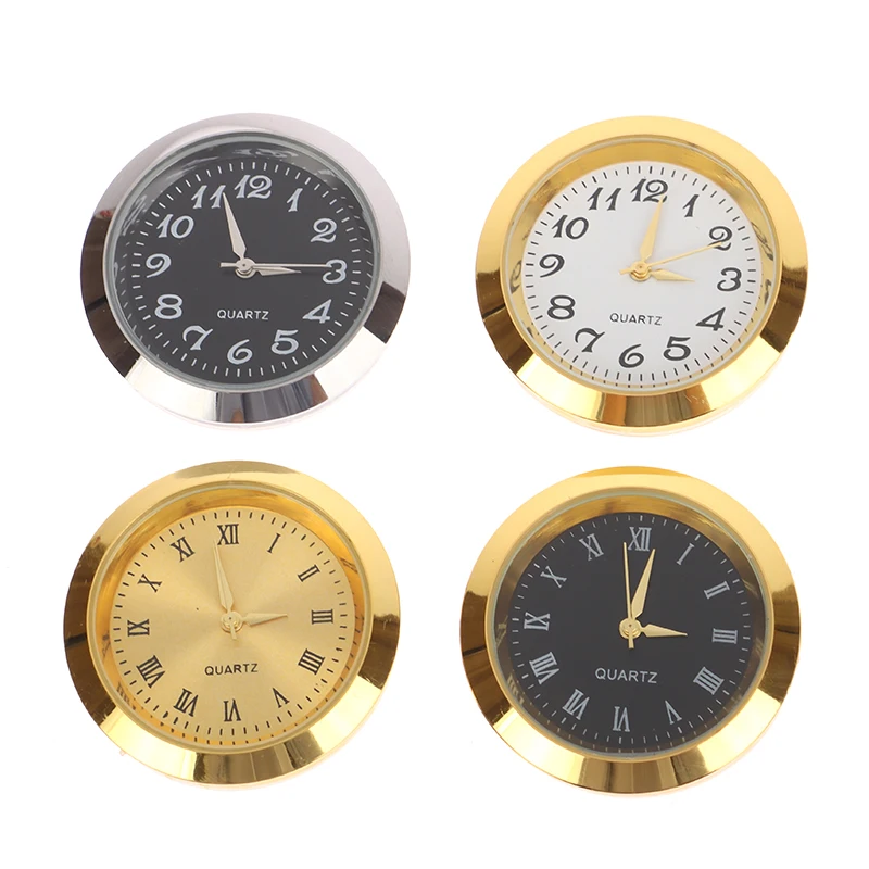 Retro 24/35mm Quartz Glass Mirror Clock Watch Head Movement Round Clocks Head Mosaic Roman Number Little Clock DIY Process Parts