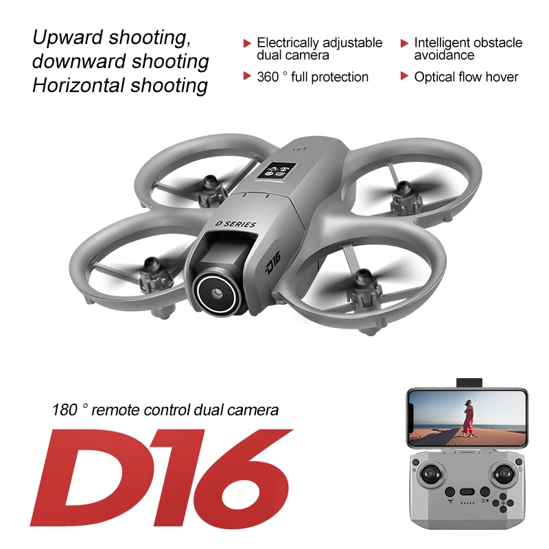 Mini Drone Selfie Poche 8K HD-VR avec Caméra 180° - D16