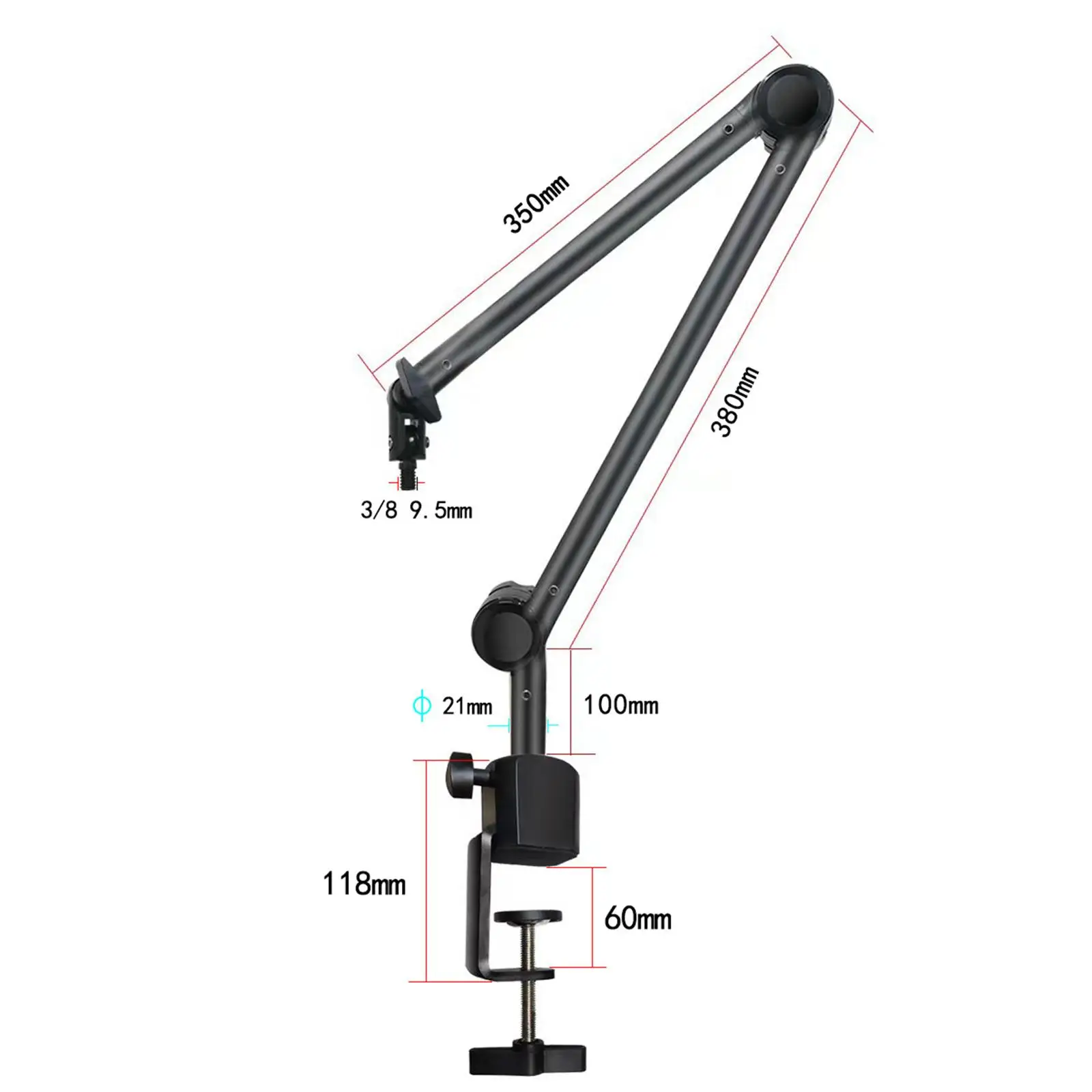 3/85/8 나사산으로 조절 가능한 마이크 암, 헤비 듀티 붐 암 마이크 스탠드 (라디오, 비디오, 게임, 팟캐스트, 스튜디오용)