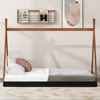 Children Beds Tent Floor Bed with Triangle Wooden Bed Toddler Bed Kid Beds Furniture Beds for Girls Children Furniture US 4