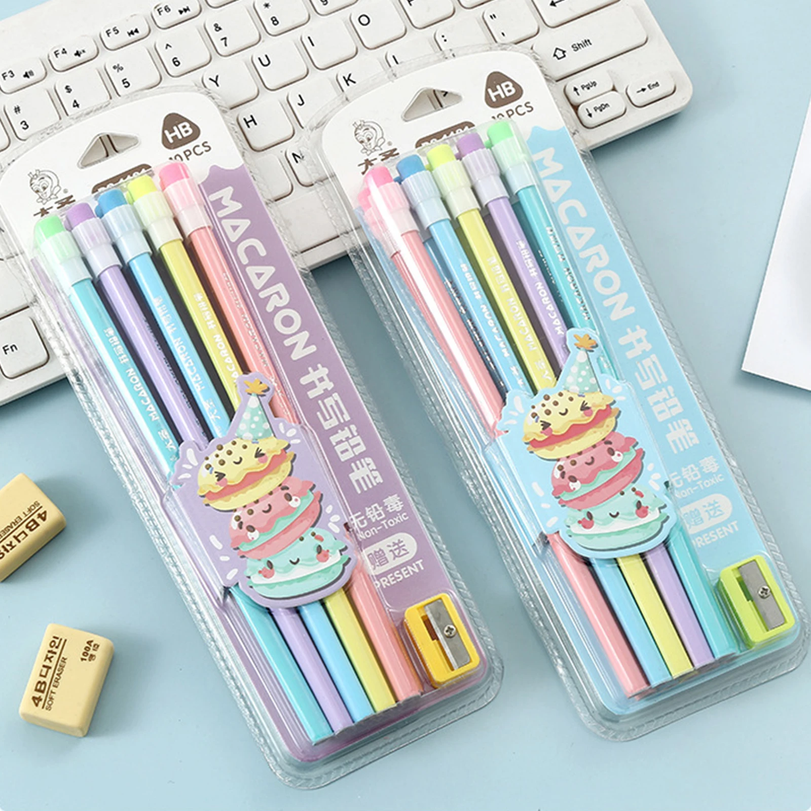 HB Wooden Pencil Set with Eraser pens for Student Children Korean Drawing Writing Supplies office School Stationery Xmas gifts creative fist silicon bouncing pens ballpoint children cartoon stationery student writing tool school office supplies