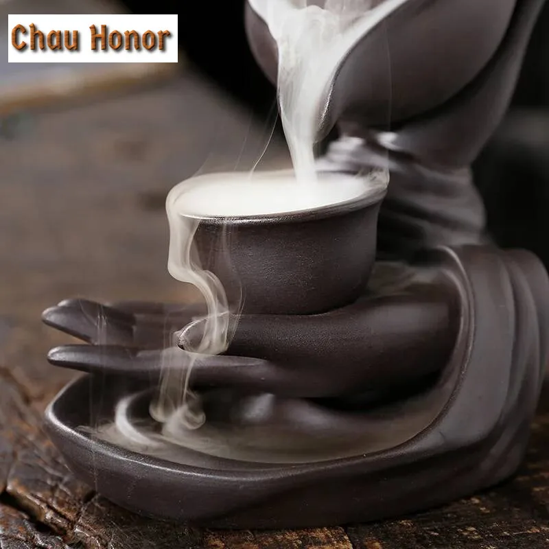 Fingered Citron Backflow Incense Burner Living Room Watch Smoke Waterfall Ceramic Home Decor Ornaments Teapot Incense Base