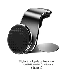 Universal Magnetic Car Phone Mount - Strong L - Type Stand with 360° Rotation (Style B (Black))