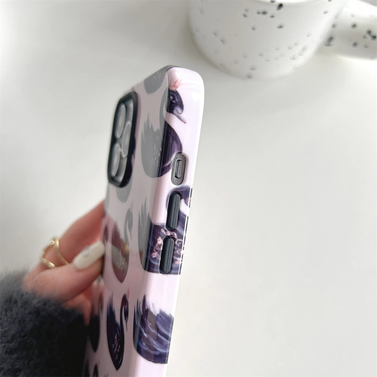 Swan Pattern IntInclusive Phone Case For iPhone