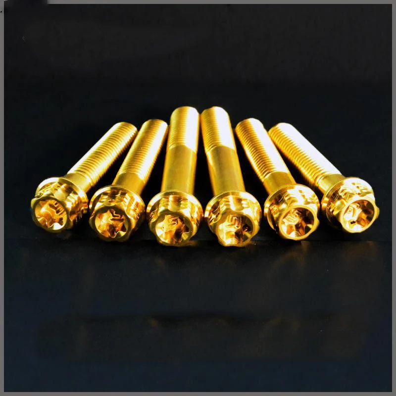 1-10pcs 골든 M6 M8 티타늄 합금 나사 내부 외부 매화 플랜지 나사 시리즈 오토바이 수리 볼트