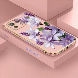 Elegant Floral Shockproof Silicone Plating Case - Xiaomi 13 (Pink - 794)