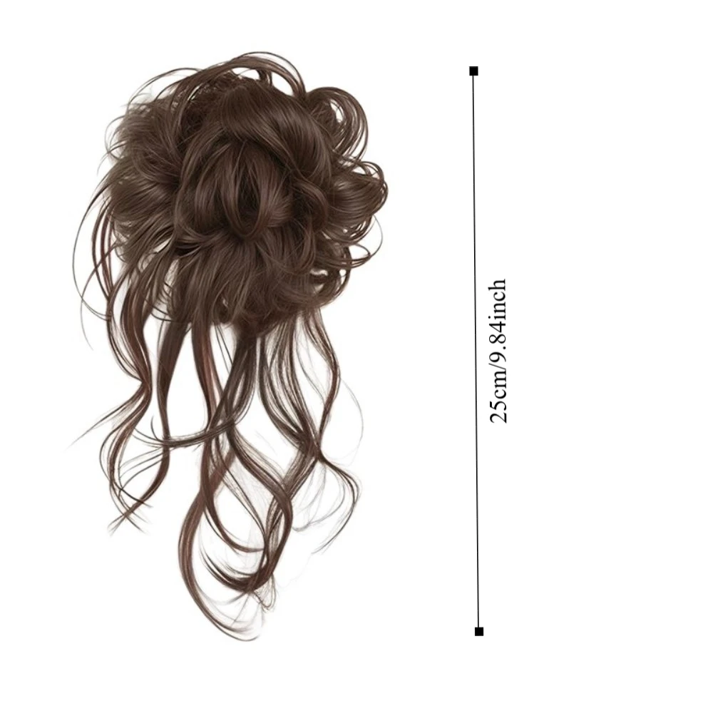 Synthetic Hair Bun Claw Clip Natural Black Fluffy Wig