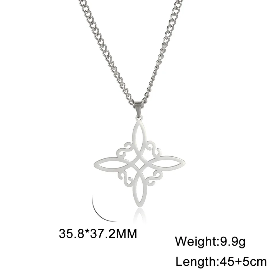 Collana Ciondolo Nodo Della Strega LIKGREAT: Simbolo Celtico Di Protezione E Buona Fortuna In Acciaio Inox