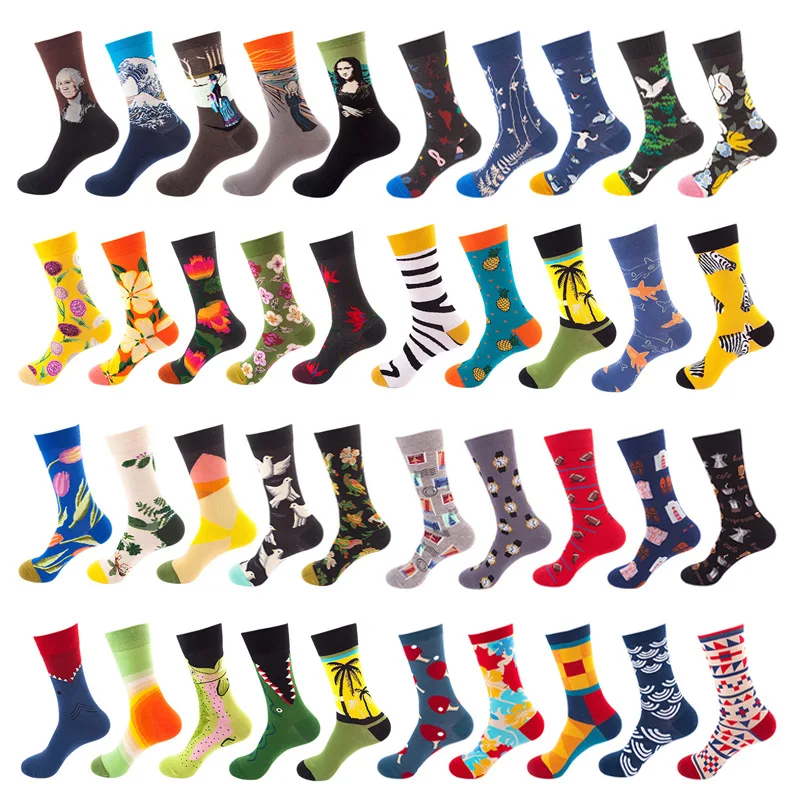 

Socks Men's and Women's Tube Socks European and American Fashion Men's Socks Oil Painting Men's Socks Wholesale