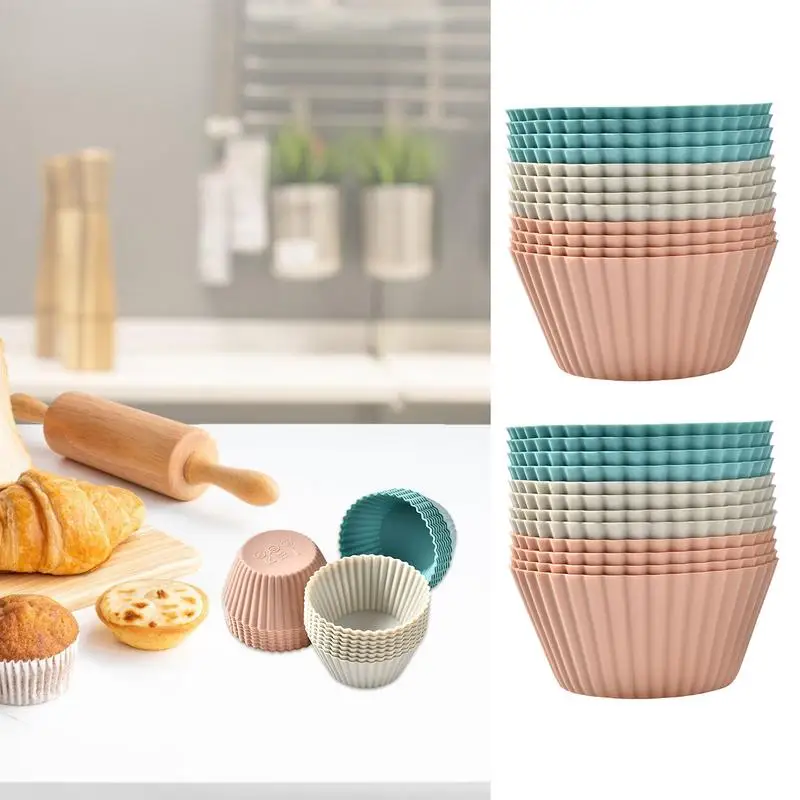 

12/24pcs Silicone Cake Mold Reusable Soft Silicone Muffin Cups Safe Non-Toxic Silicone Mold Non Stick Heat Resistant Baking cups