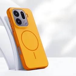 Magnetic Dual - Color Matte Phone Case with Metal Button and Skin Feel Finish for OPPO Find X9 (Orange)