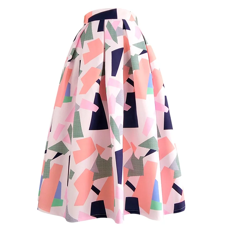 

Women's Runway Fashion Spring Summer Designer Geometry Skirt Female Autumn Winter High Waist Basic A-line Vacation Skirt TB464