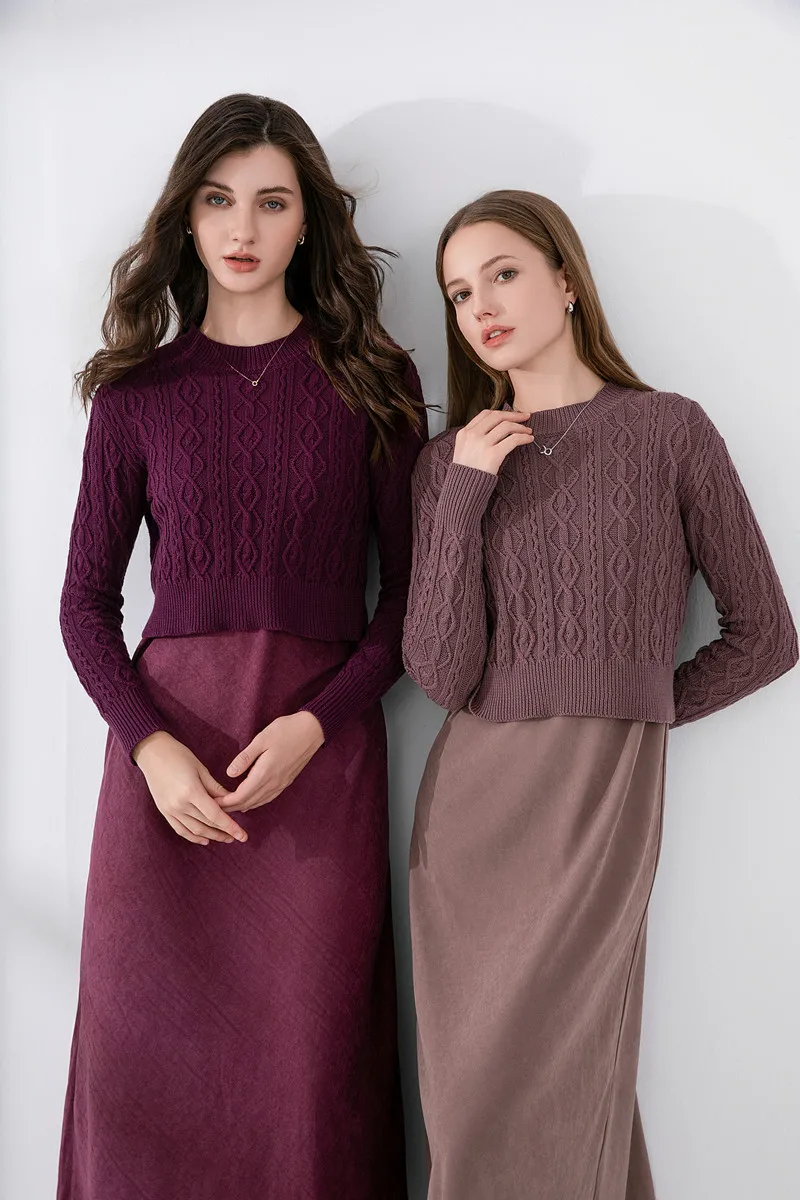AS 2024 woman clothes short design Cable knitted tops + cupro Adjustable Strap dress ( Ship out in 1 day) 3