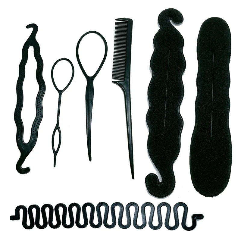 1Set bun shaper Basic Styling Toool Braid Styling Hairpins Twist Hair Clips Hairstyle Braider Sponge Donut