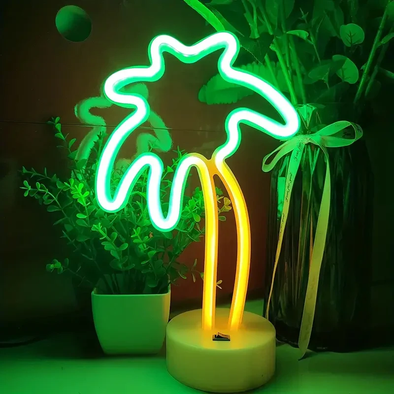 

Coconut Tree Shaped Neon Signs w Base,LED Light,Atmosphere Lighting for Wall,Night Lamp for Birthday,Party,E-sports Room,Decor