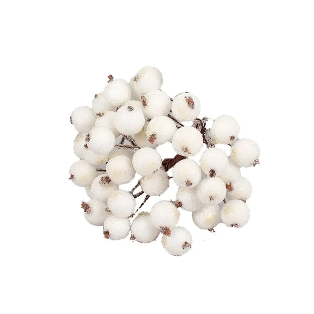 1 pieza de 40 cabezas de bayas artificiales de acebo rojo vivo esmeriladas para Navidad, accesorios decorativos de flores de simulación para árbol de Navidad