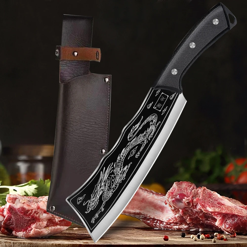 kitchen knife Meat Cleaver Butcher Kitchen Knife Serbian Chef Knife With Sheath Choping Bone Cutter Handmade for Household
