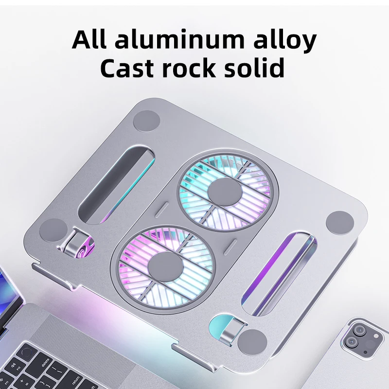 Laptop Stand Adjustable Aluminum Alloy Notebook Stand Compatible10-17 Inch Laptop Portable Laptop With Cooling Fan h