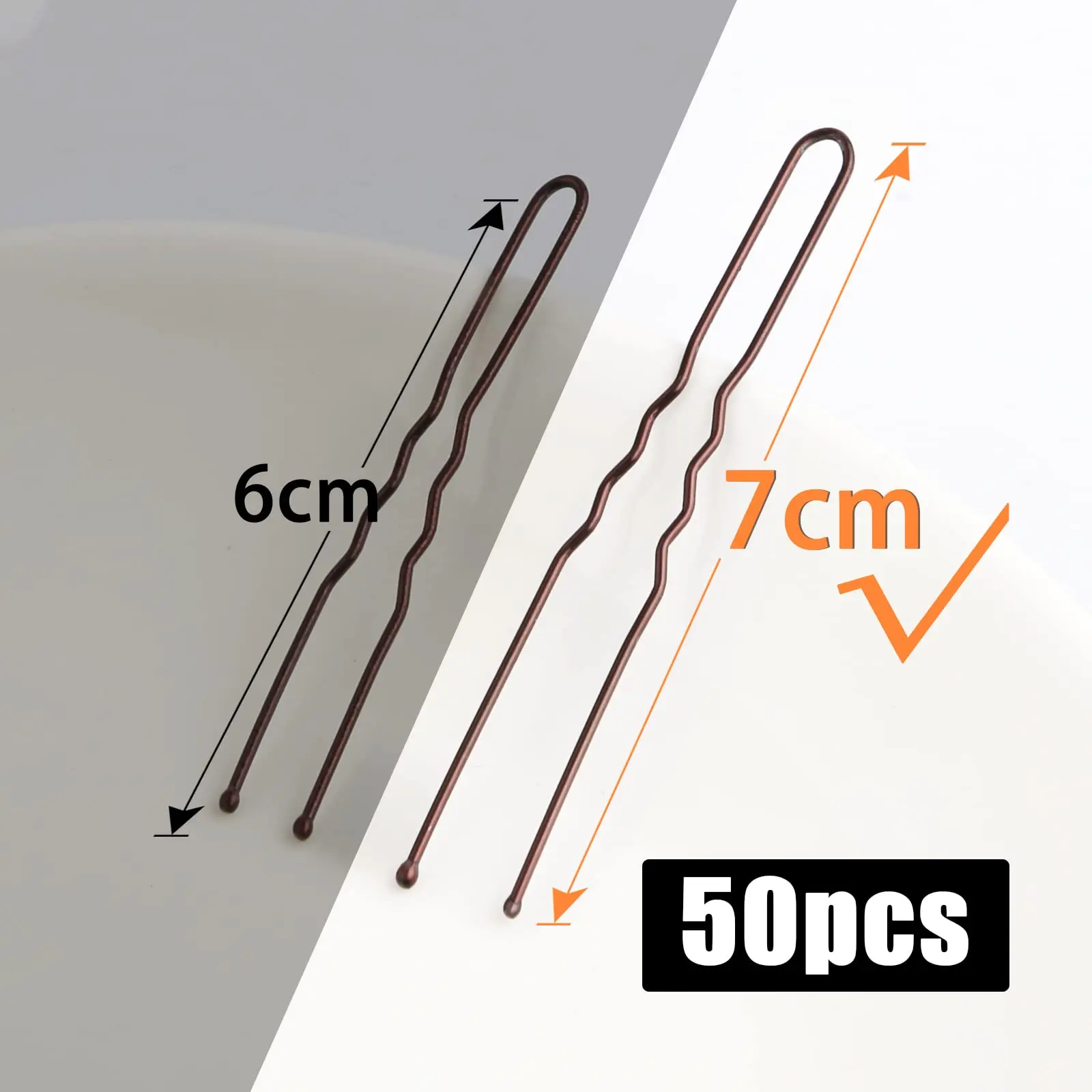 Description Picture 3 of item7cm Hair Pins for Buns 50pcs Bobby Pins Brown Hair U Shaped Hairpins for Women Girls Hair Styling Accessories for Salon Home Use