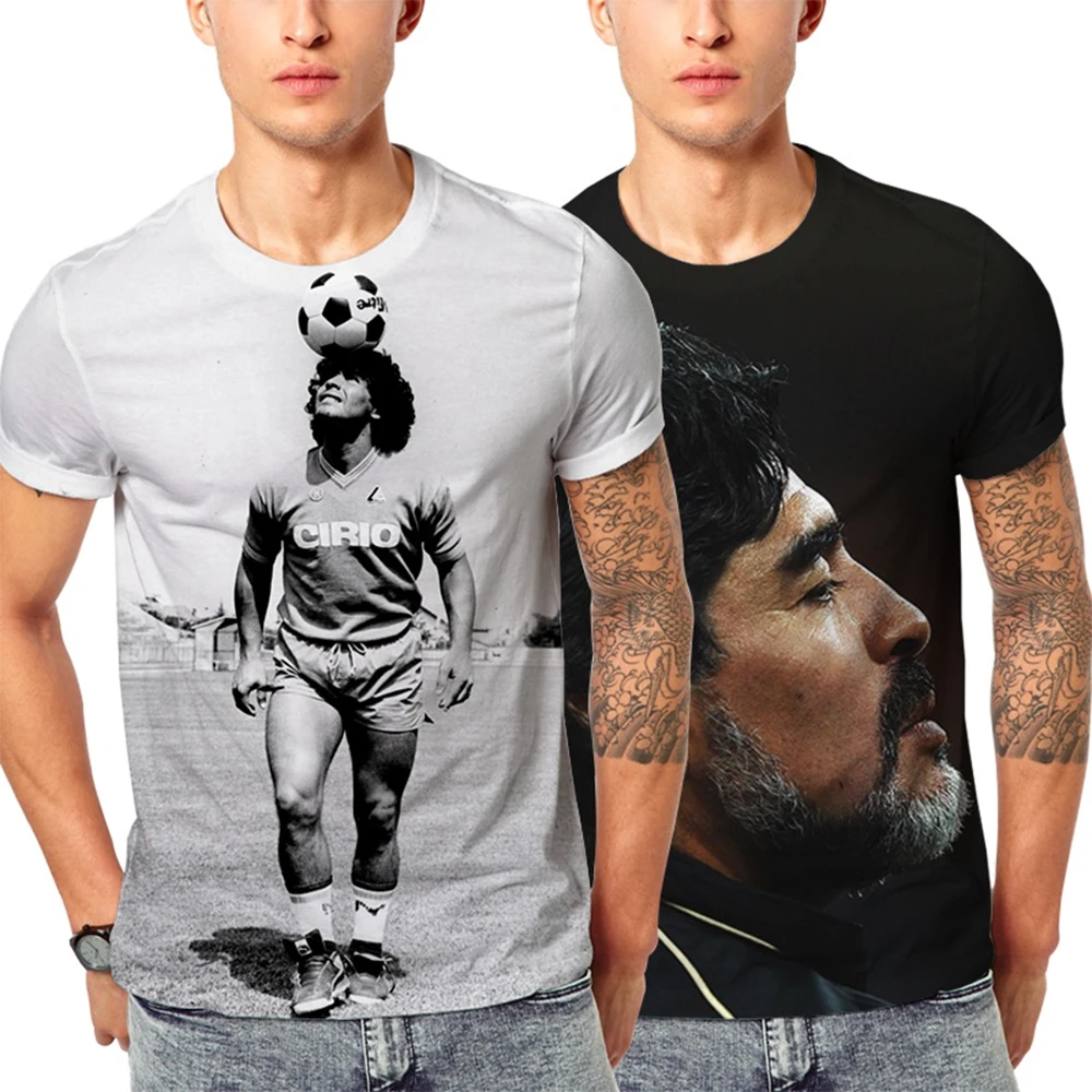 Summer hot selling fashionable football star creative 3D printing support football fan personalized casual T-shirt