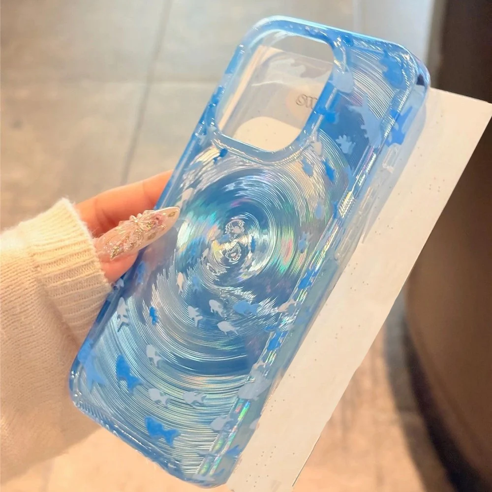 Silicone Laser Vortex Phone Case For iPhone 15 16 17 Pro Max 14 11 13 12 13promax 15promax Shockproof Fish Soft Funda Cover 3