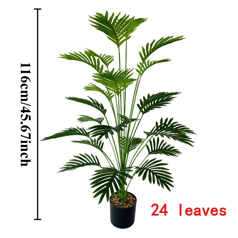צמחים מלאכותיים ענקיים בגודל 45,7 אינץ 'עץ דקל מלא ריאליסטי לבית, למשרד, לחתונה, למסיבה פנימית וחיצונית