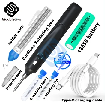 미니 USB 충전식 무선 납땜 키트, LED 조명, 4V 무선 납땜 다리미 키트, 18650 충전, 3.7V