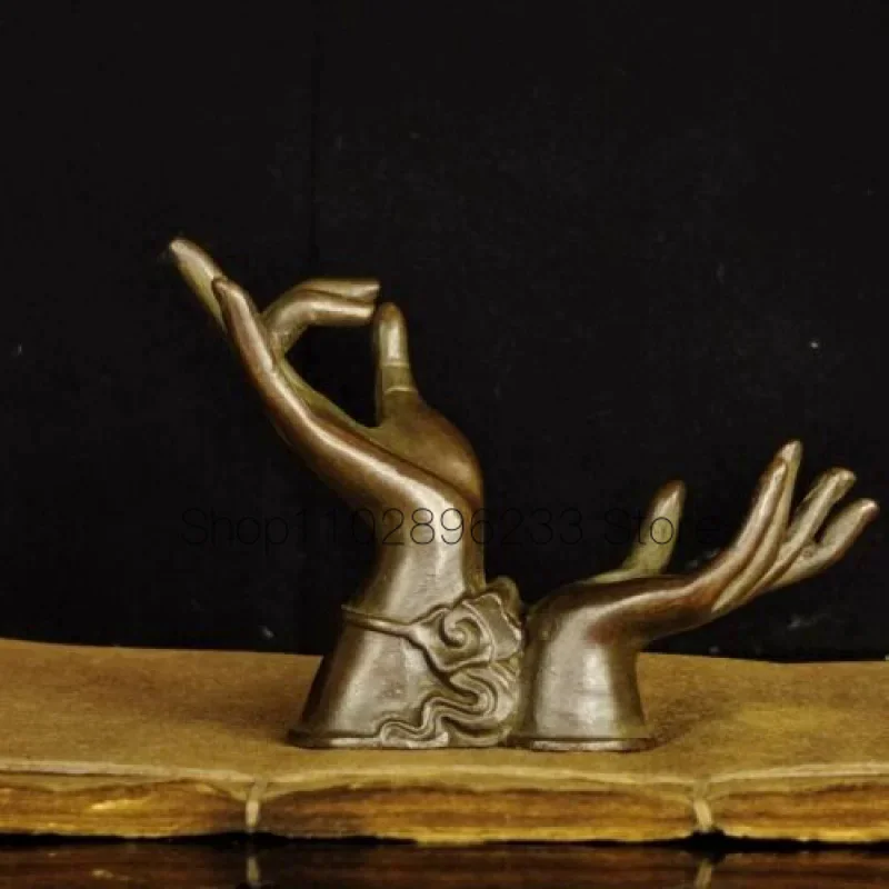 

Chinese art Bronze Buddha Hand Shelf Ornament Statue