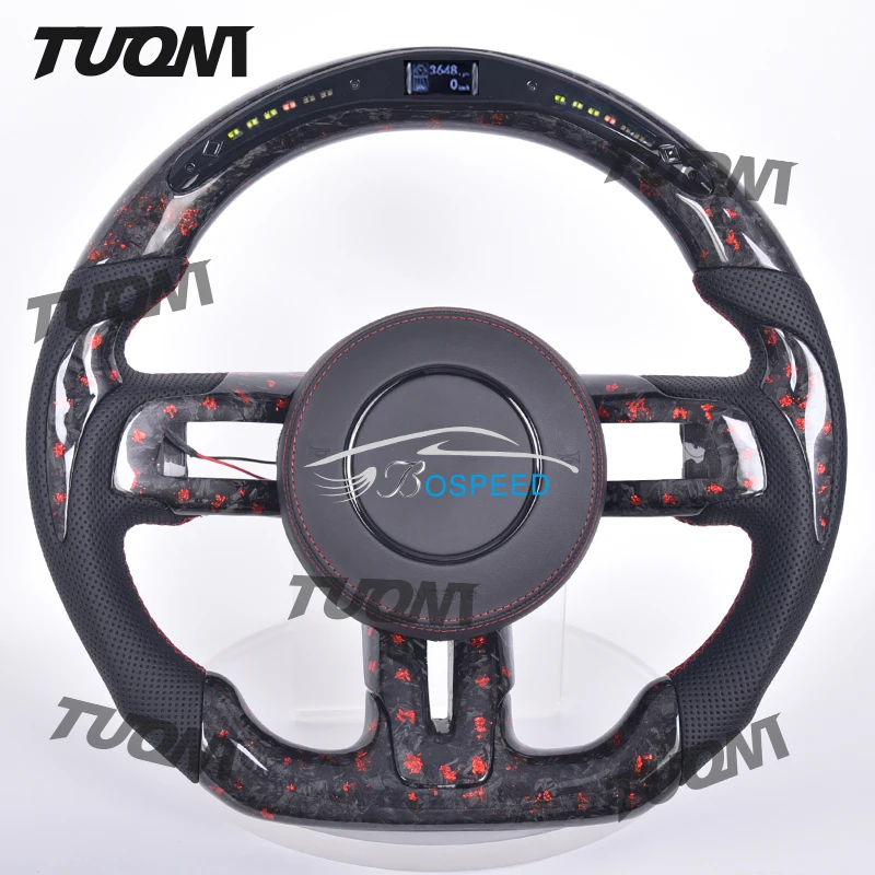 

LED Forged Carbon Fiber Steering Wheel For Ford Mustang GT350 GT500 V6 Ecoboost Shelby GT Hydro-Dip Personalized Customized