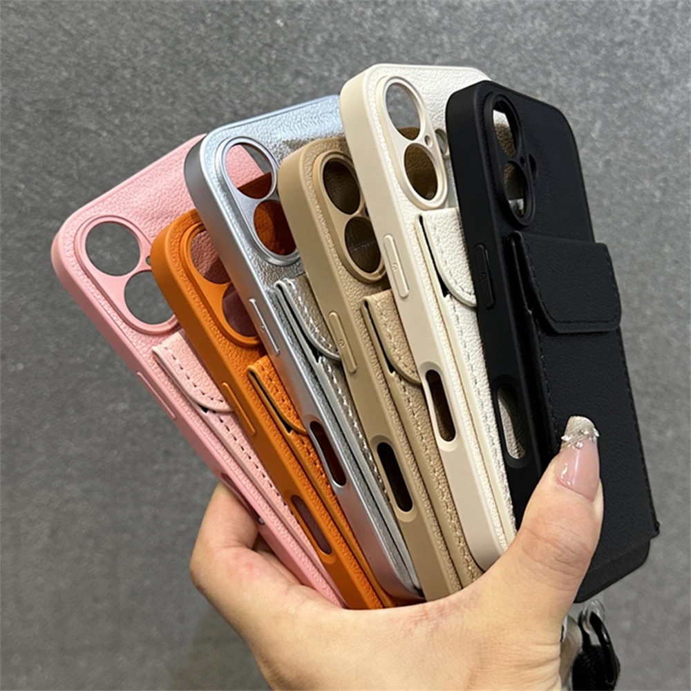 Personalised Leather Phone Case With Wrist Strap For Iphone Pro Max_voghion.com